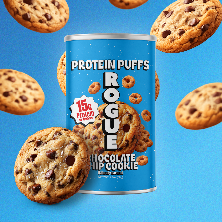 Can surrounded by chocolate chip cookies